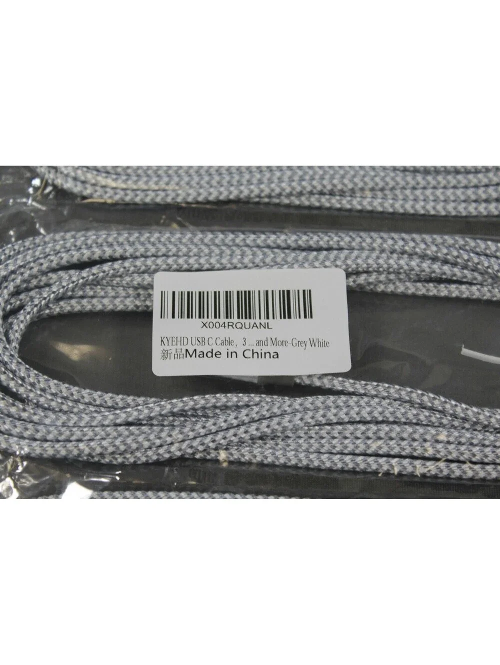 3-Pack Gray Braided USB-C to USB-C Fast Charging Cables